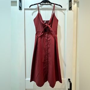 Burgundy Dress Spaghetti Strap with Front Ties